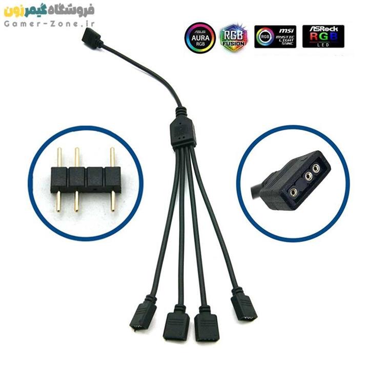 کابل اسپلیتر 3 پین نورپردازی مادربورد (4 شاخه) MICRO CONNECTORS 3-Pin ARGB 1 to 4 Splitter Cable